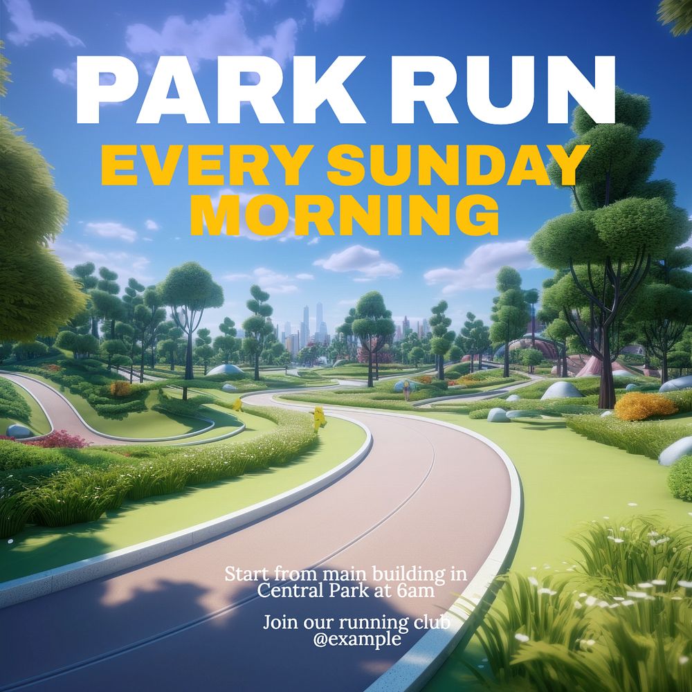 Park run Instagram post template, editable text