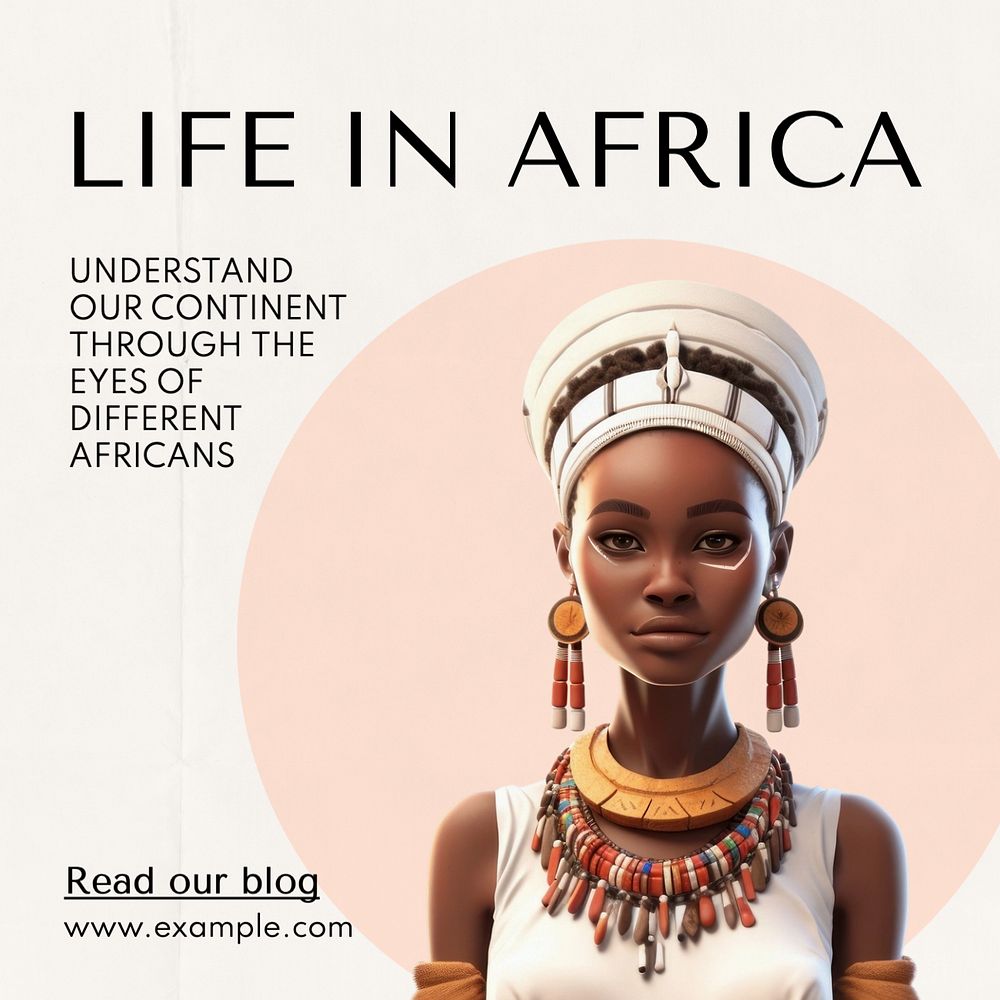 Africa blog Instagram post template, editable text