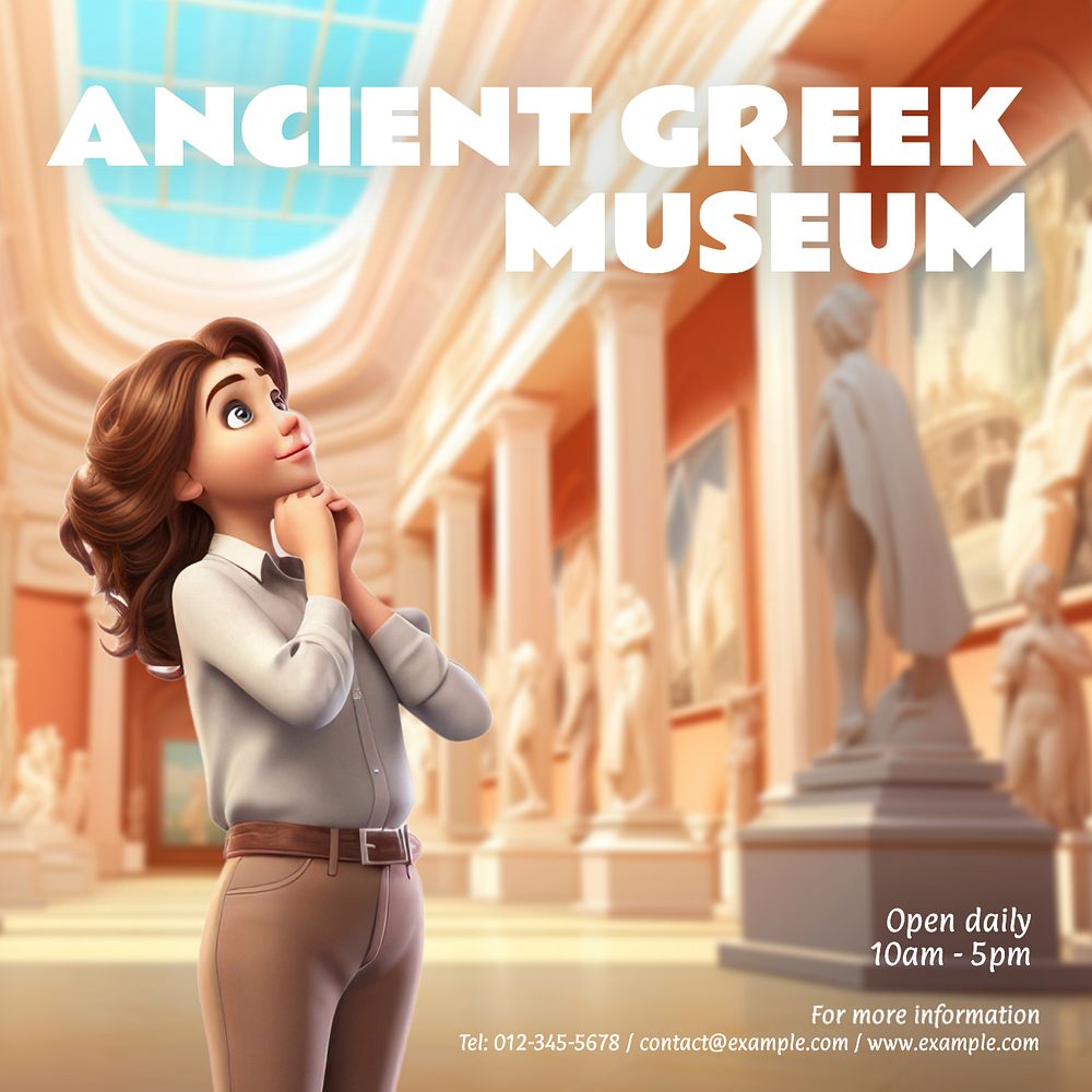 Ancient Greek Museum Instagram post template, editable text