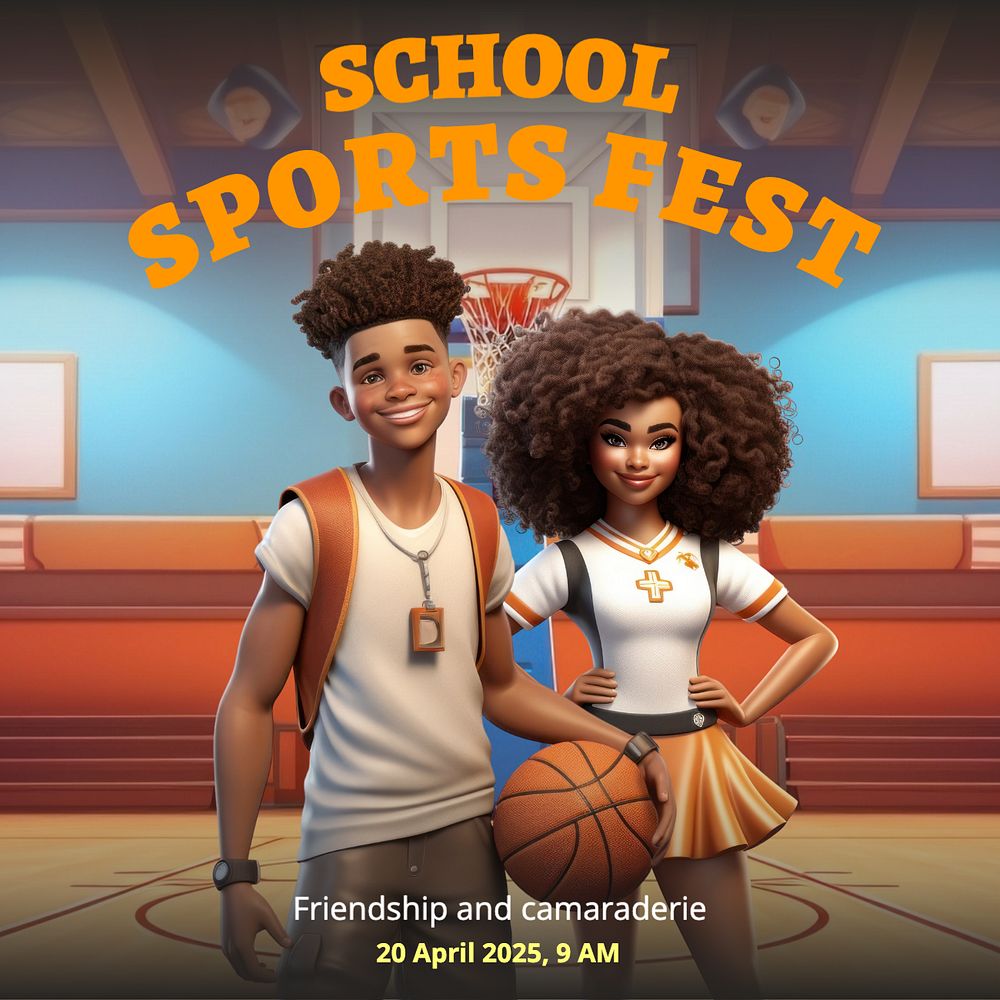 School sports fest Instagram post template, editable text