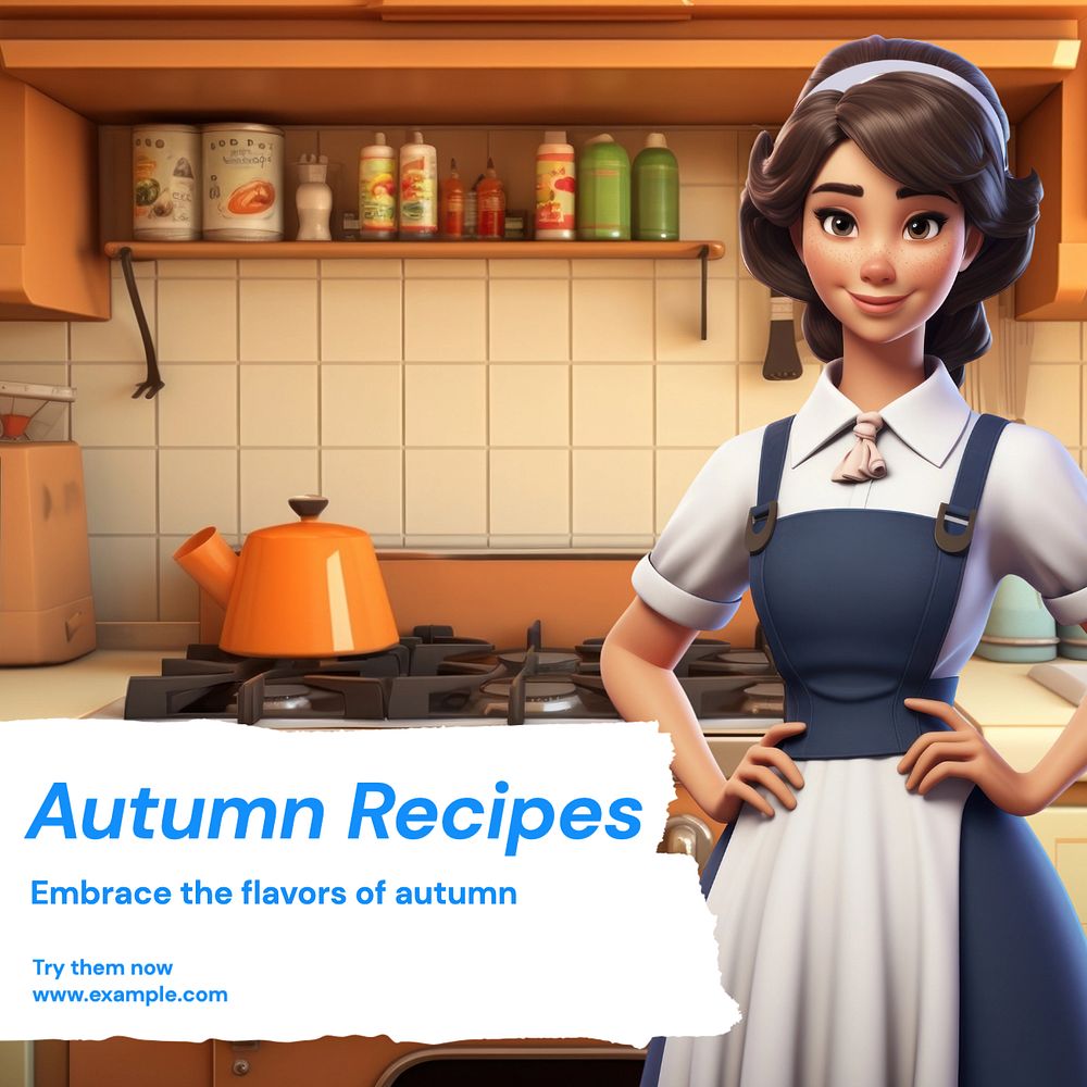 Autumn recipes Instagram post template, editable text