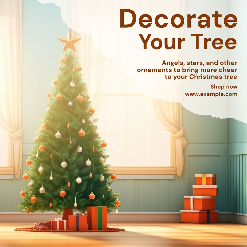 Christmas tree decoration Instagram post template, editable text