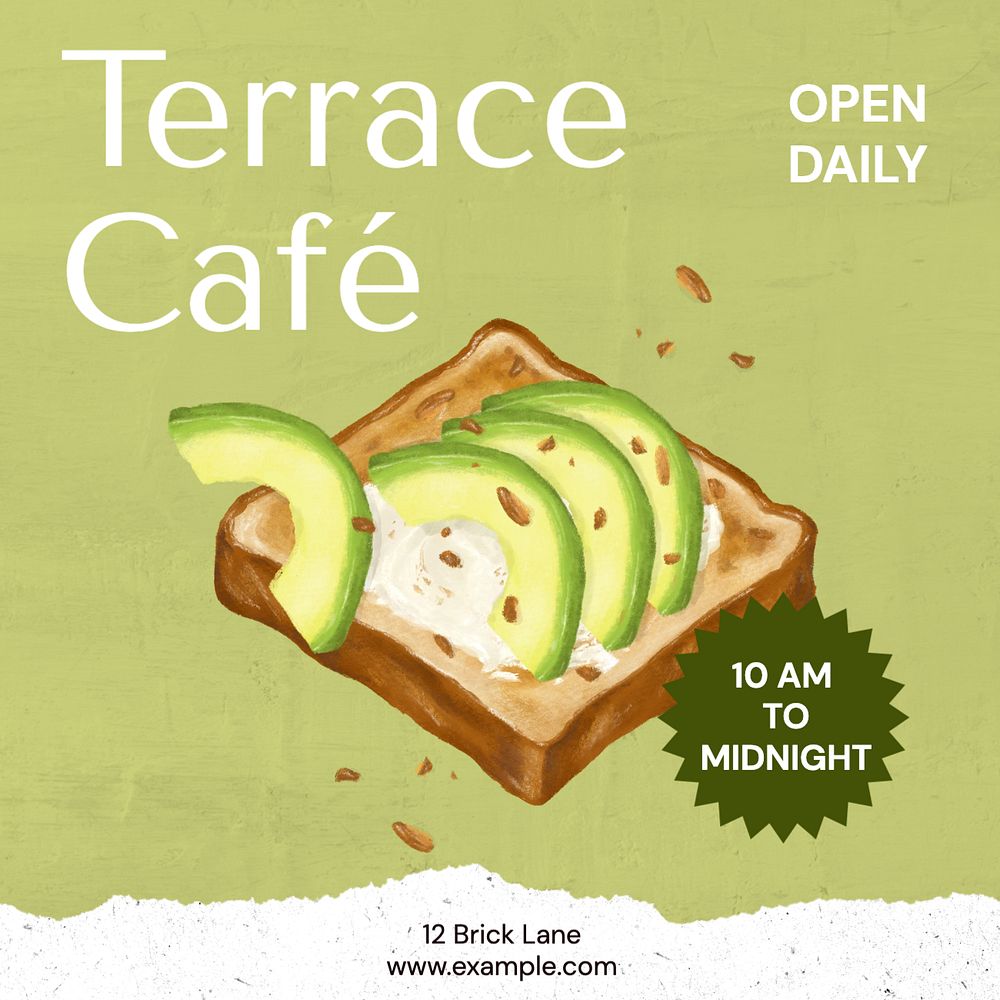 Terrace cafe  Instagram post template, editable text