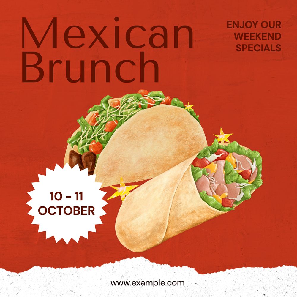 Mexican brunch  Instagram post template, editable text