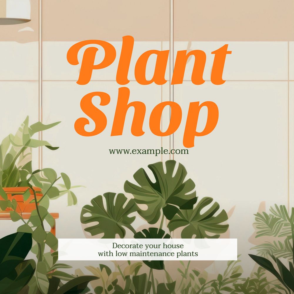 Plant shop Instagram post template, editable text