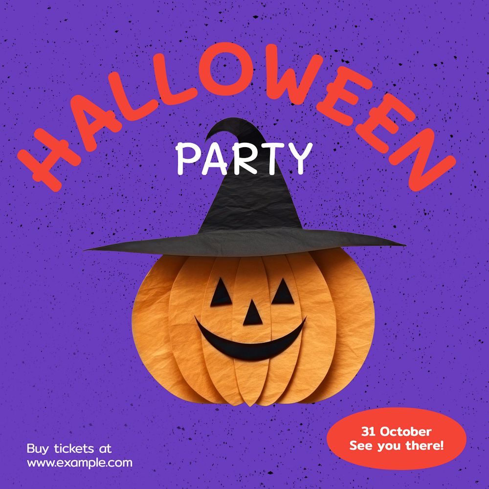 Halloween party invite Instagram post template, editable text