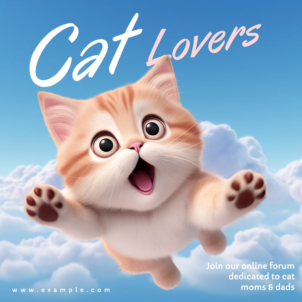 Cat lover Instagram post template, editable text