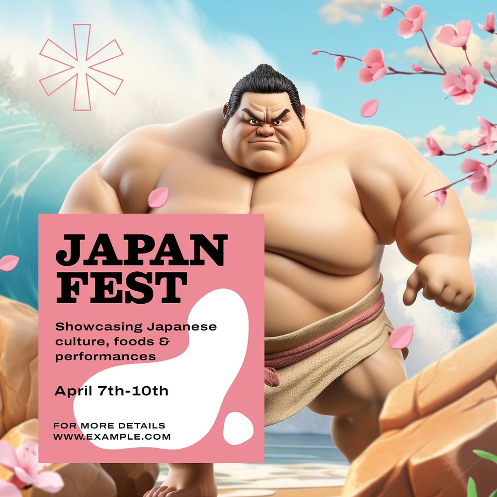 Japan festival Instagram post template, editable text