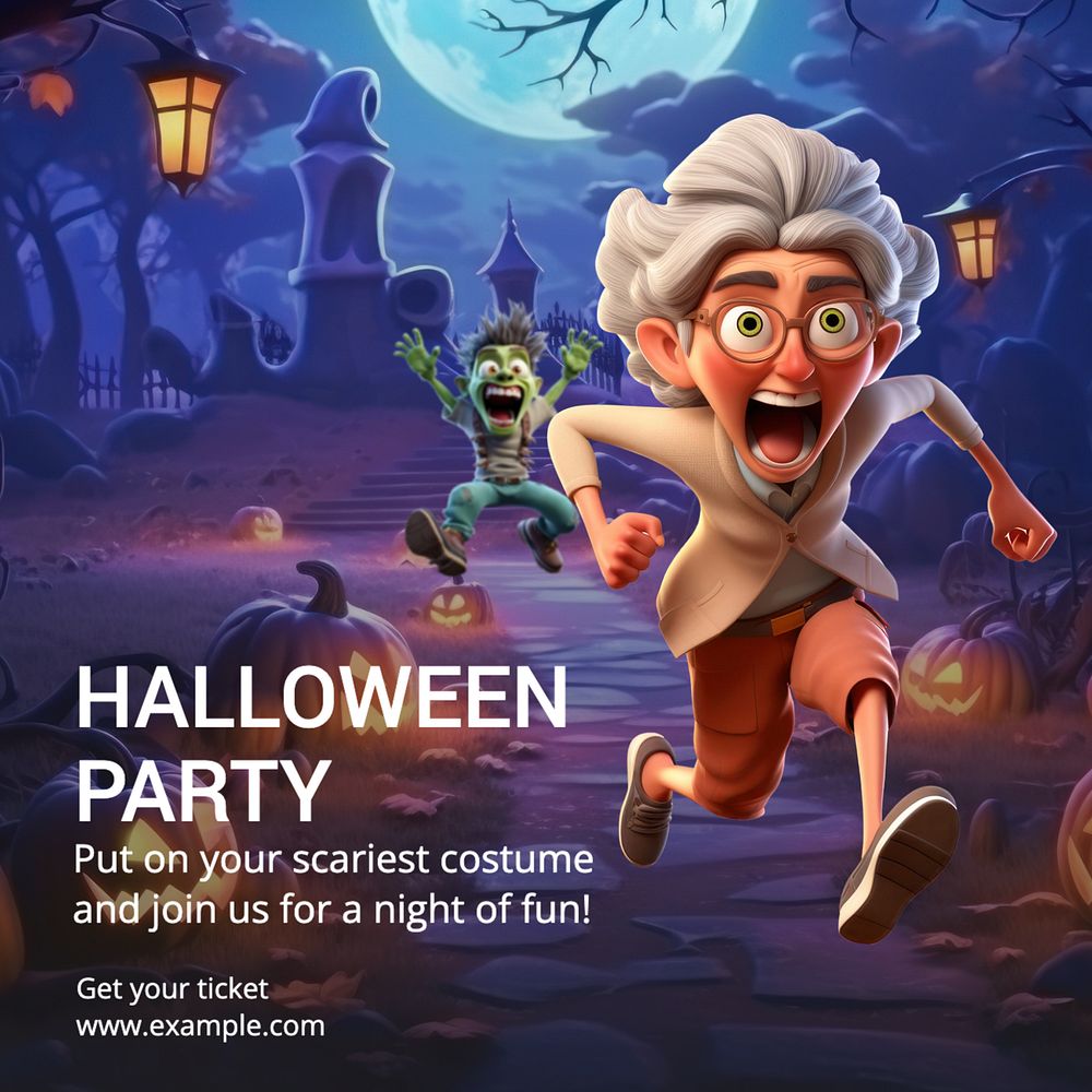 Halloween party Instagram post template, editable text