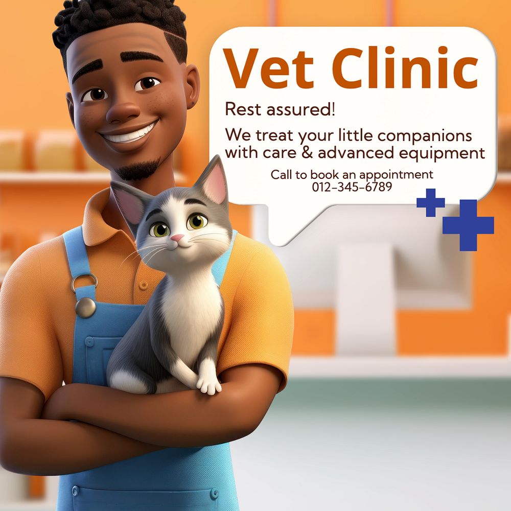 Vet clinic Instagram post template, editable text