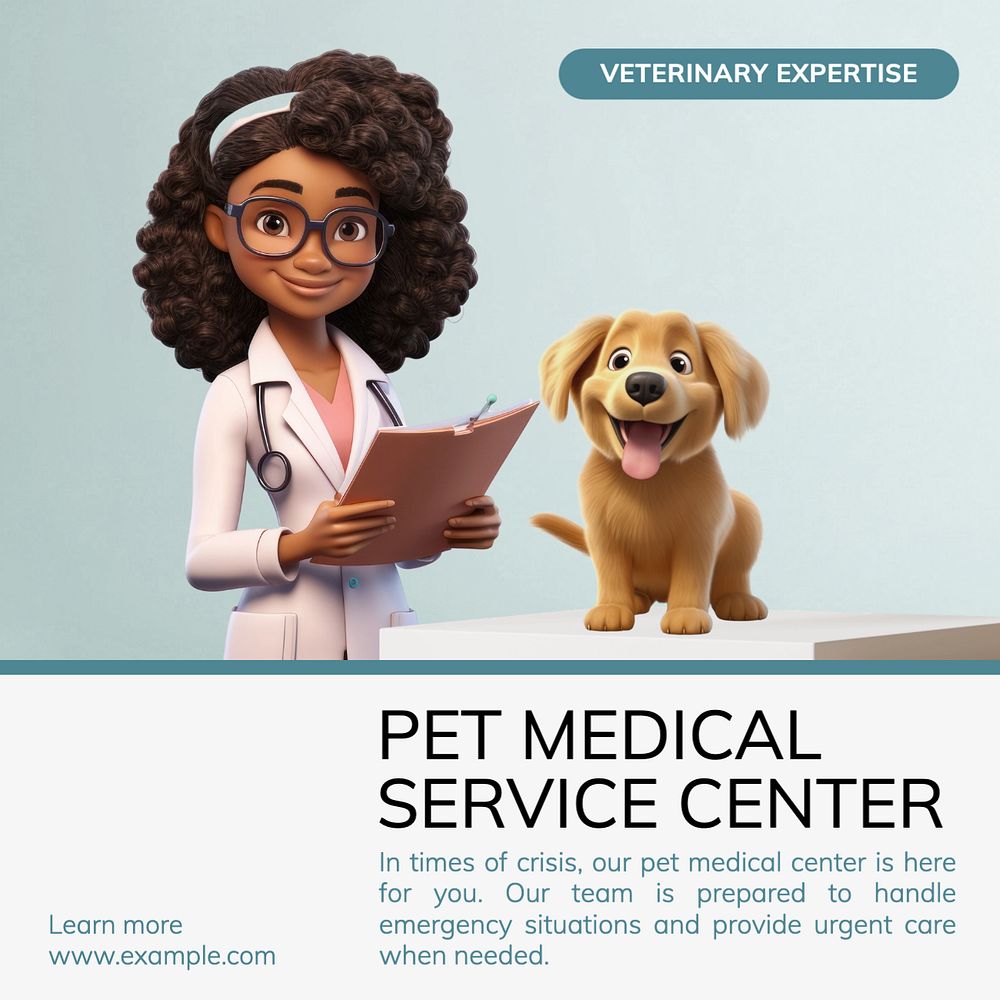 Pet medical service Instagram post template, editable text