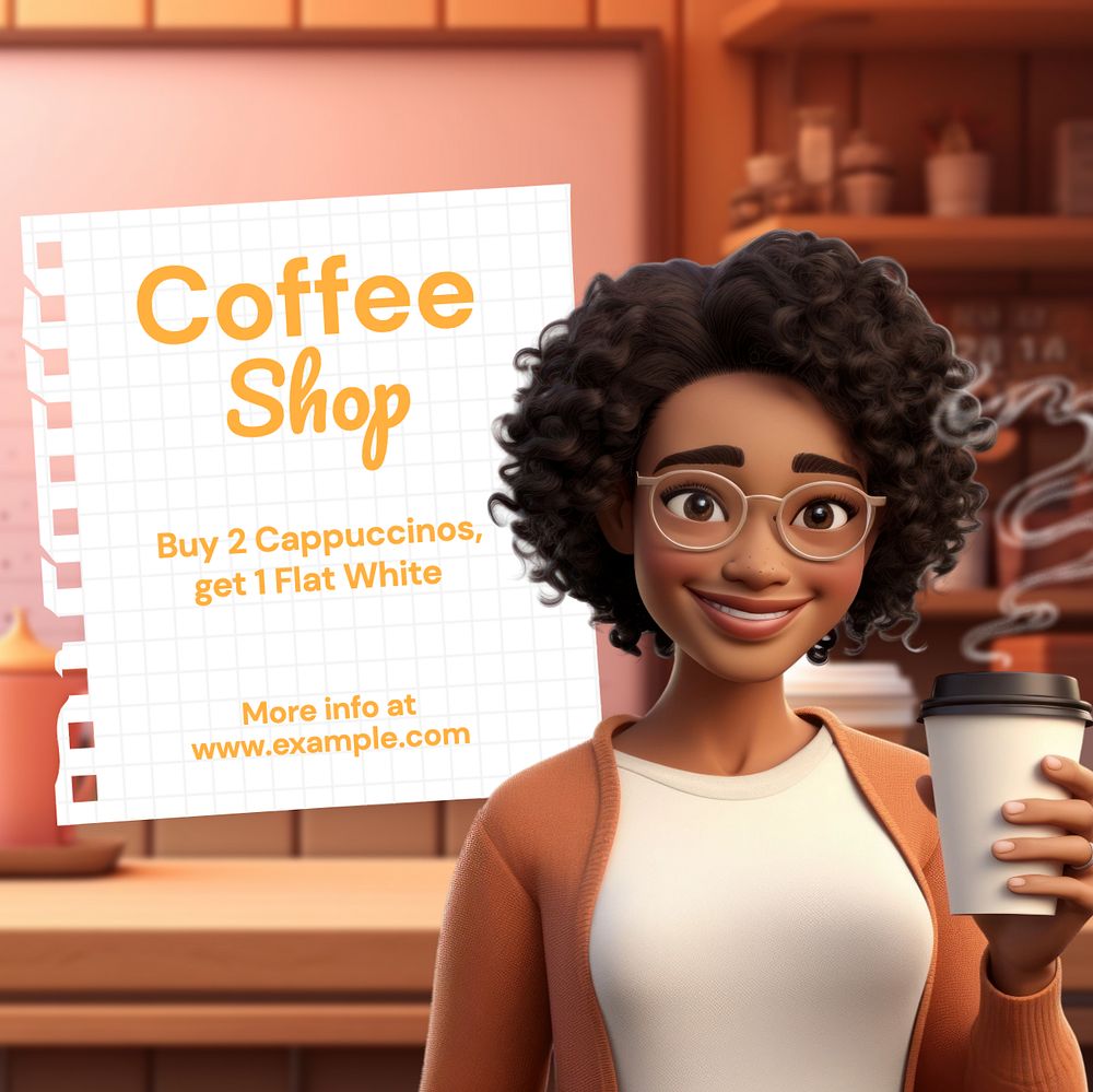 Coffee shop Instagram post template, editable text