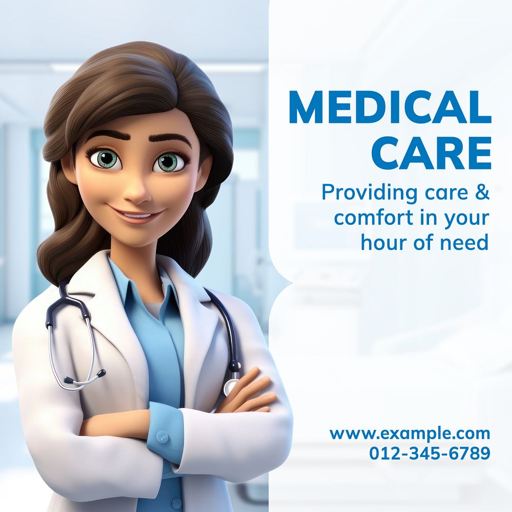 Medical Care Instagram post template, editable text