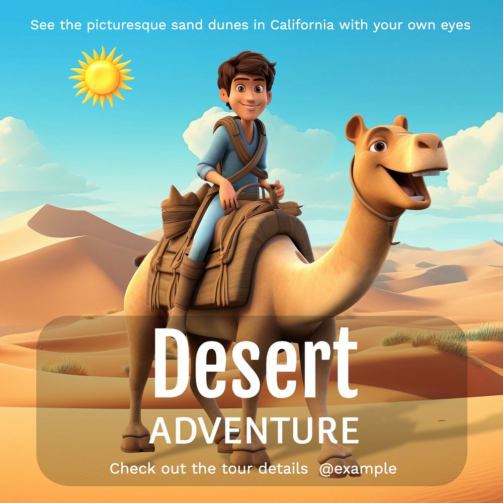 Desert tour Instagram post template, editable text