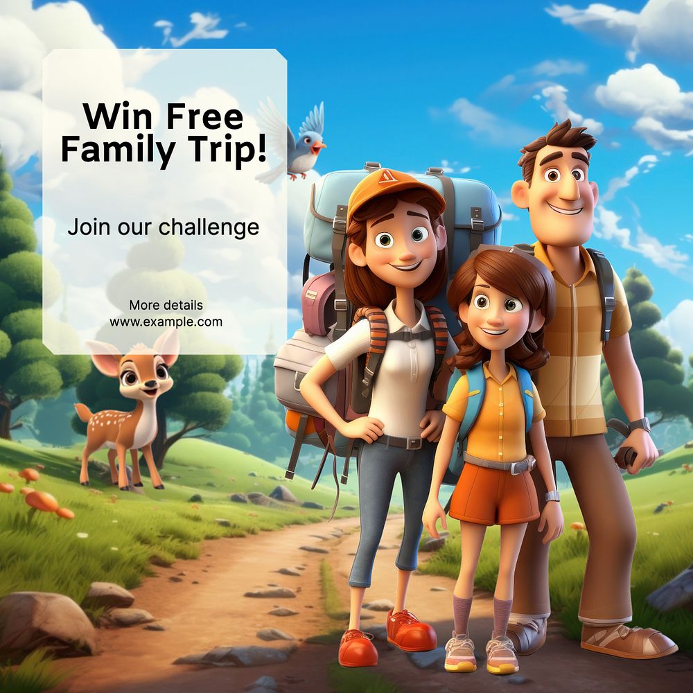 Free family trip Instagram post template, editable text