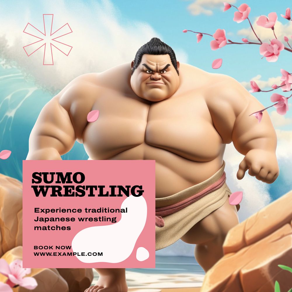 Sumo wrestling Instagram post template, editable text