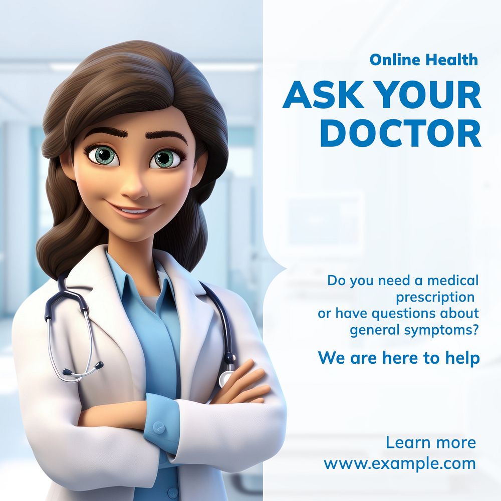 Online Doctor Instagram post template, editable text