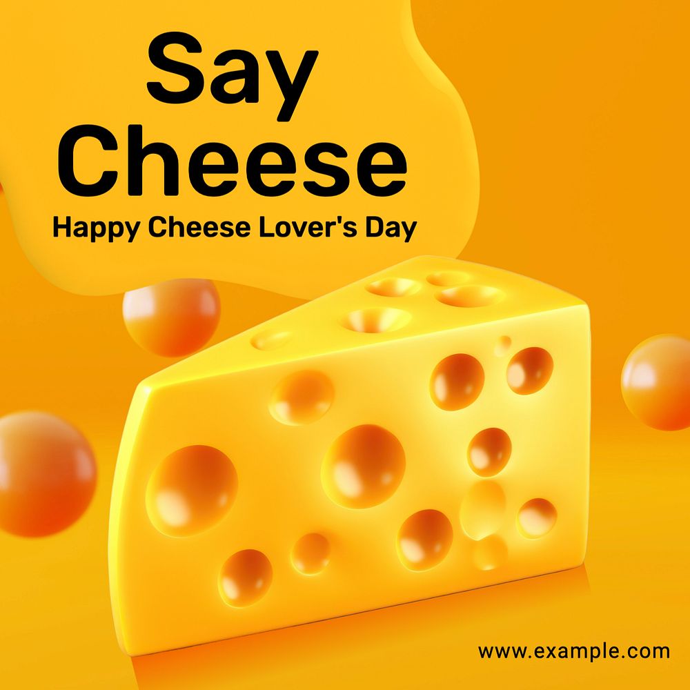 Cheese lover's day Instagram post template, editable text