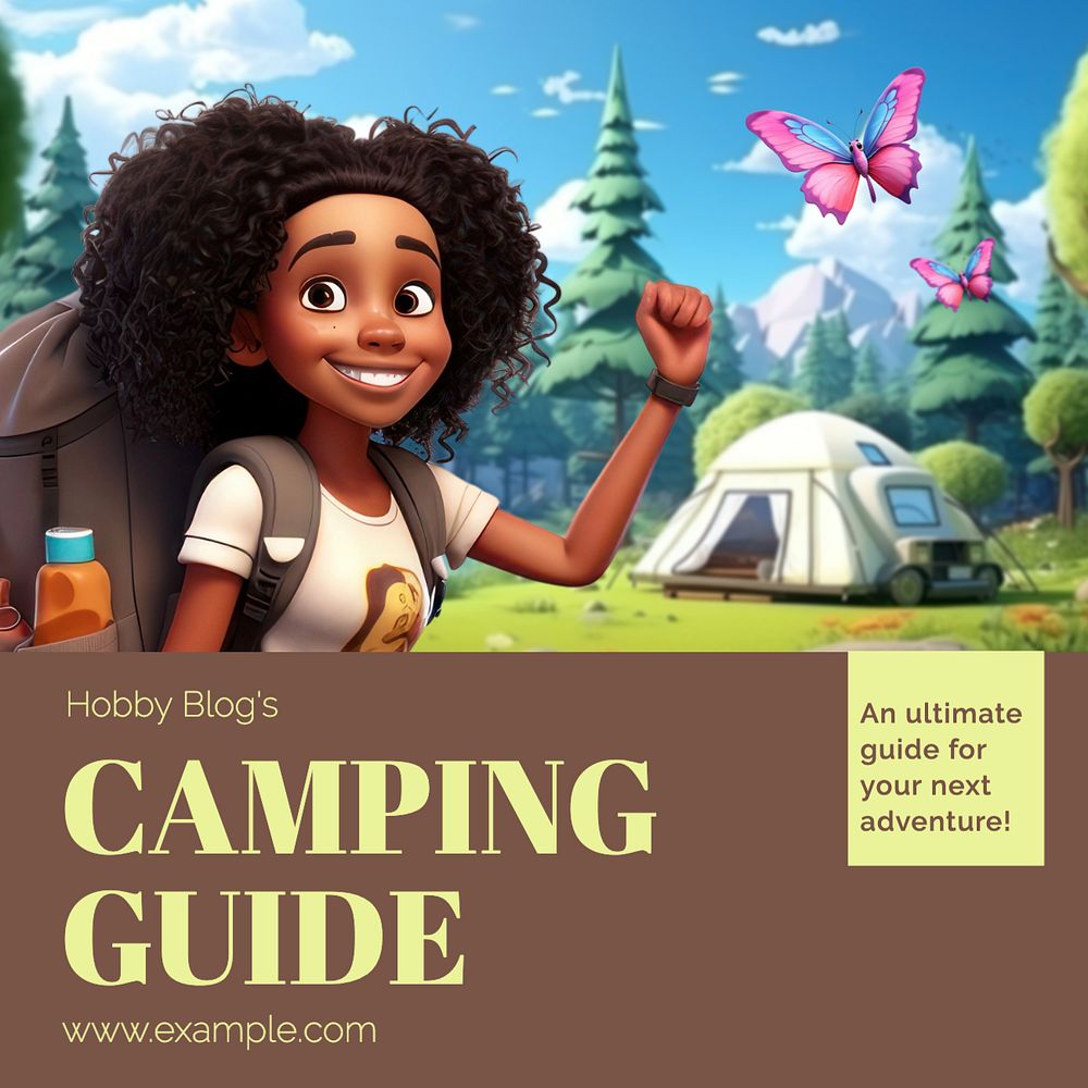 Camping guide Instagram post template, editable text