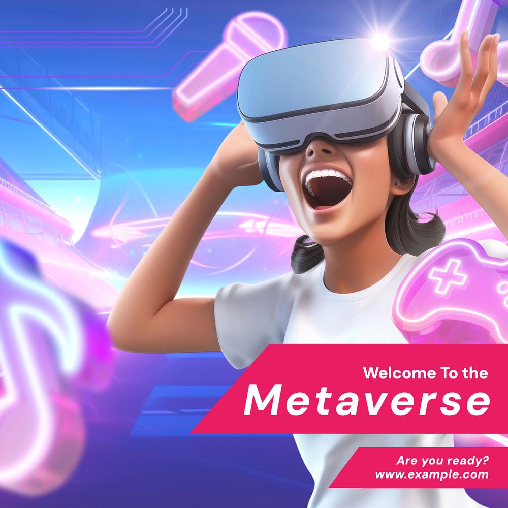 Metaverse Instagram post template, editable text