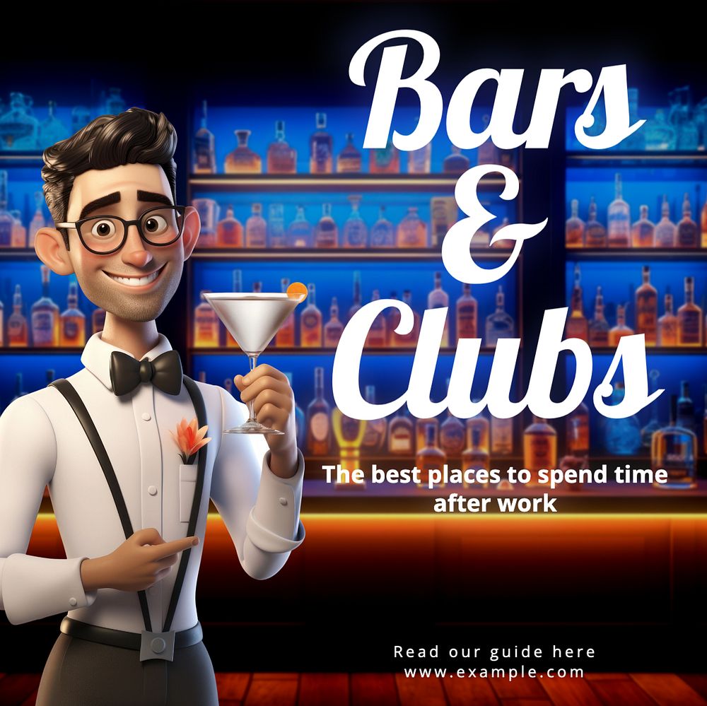 Bar & club Instagram post template, editable text