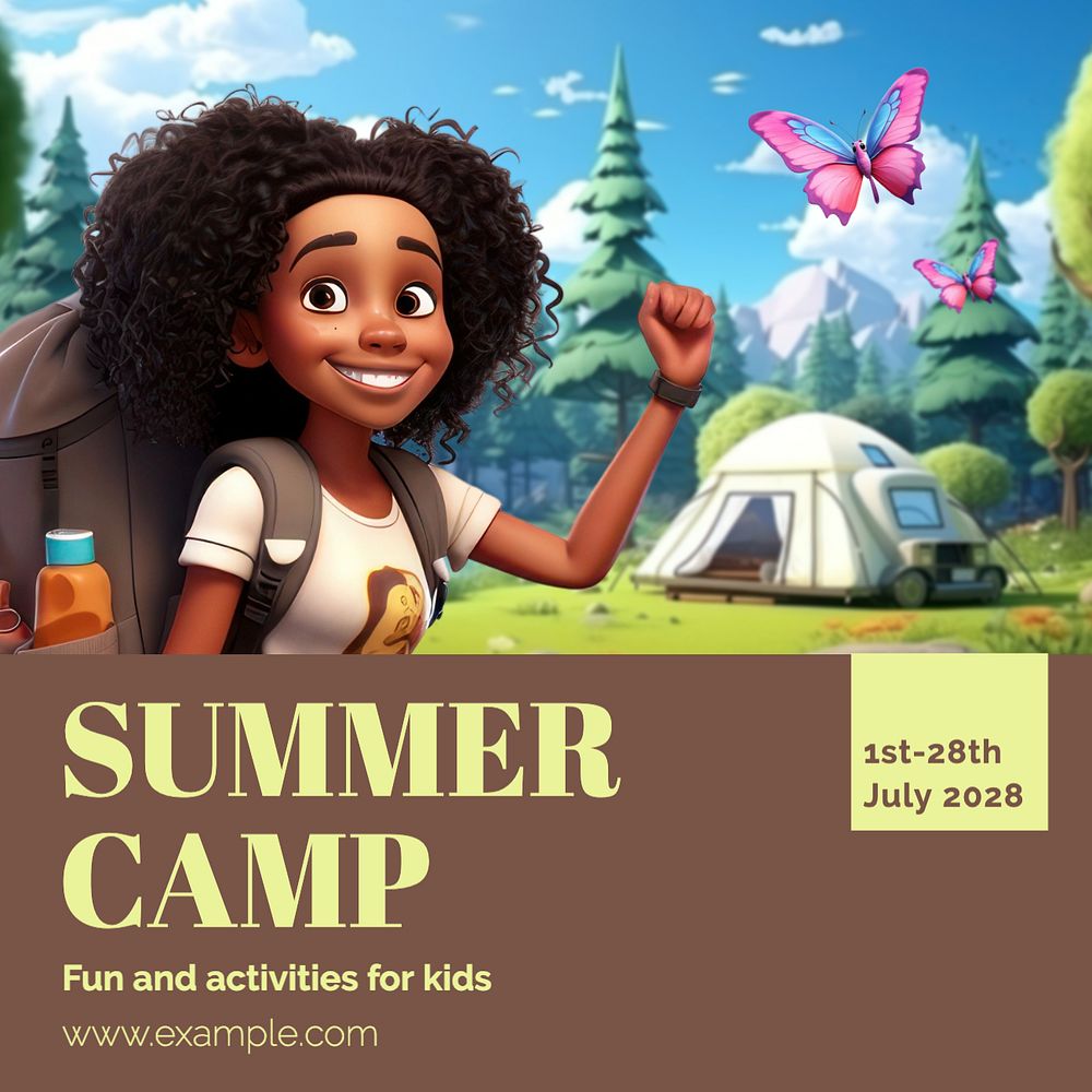 Summer camp Instagram post template, editable text