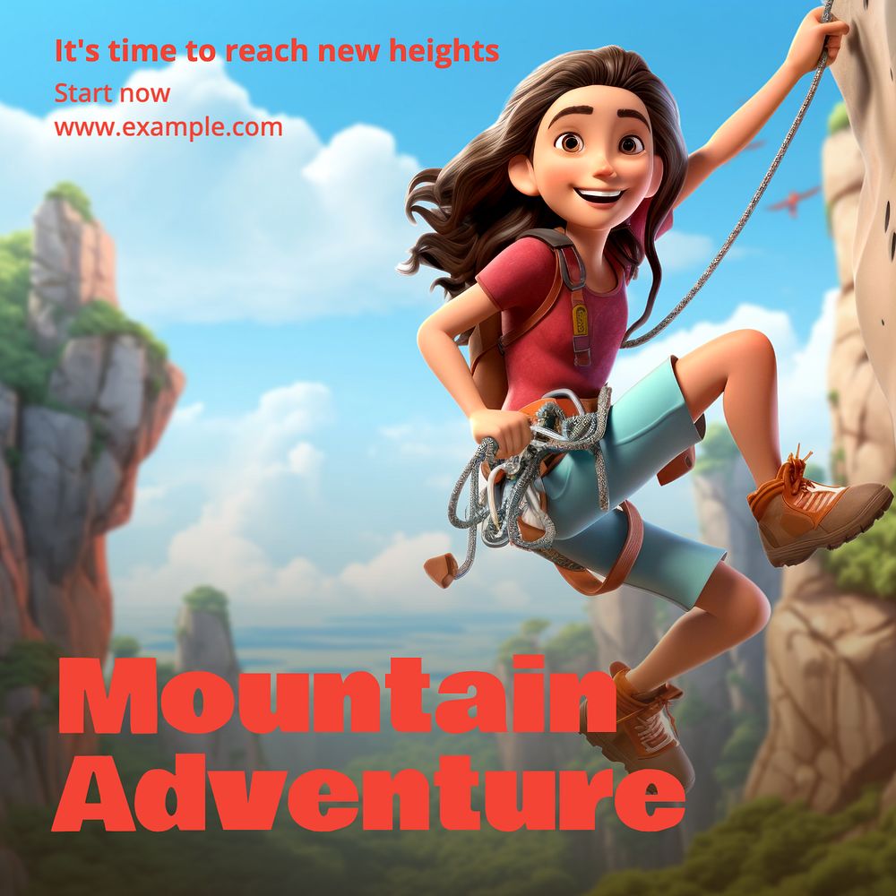 Mountain adventure Instagram post template, editable text