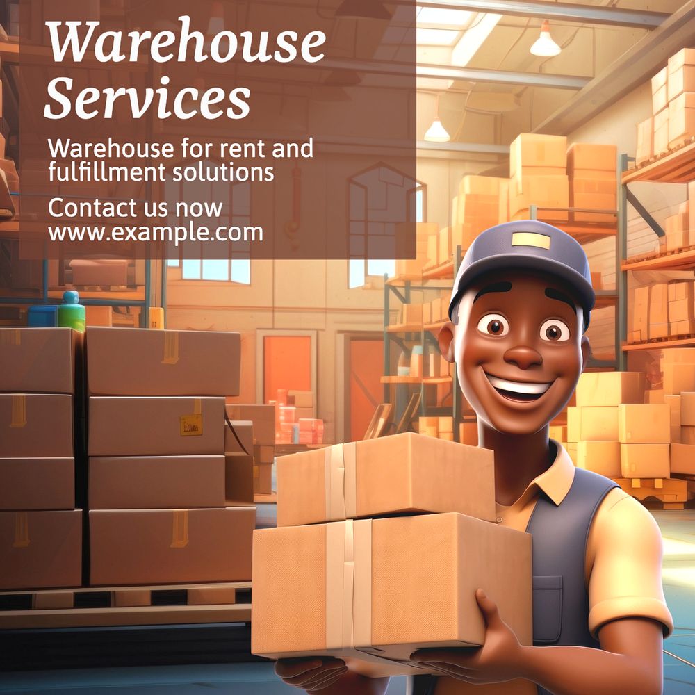 Warehouse services Instagram post template, editable text