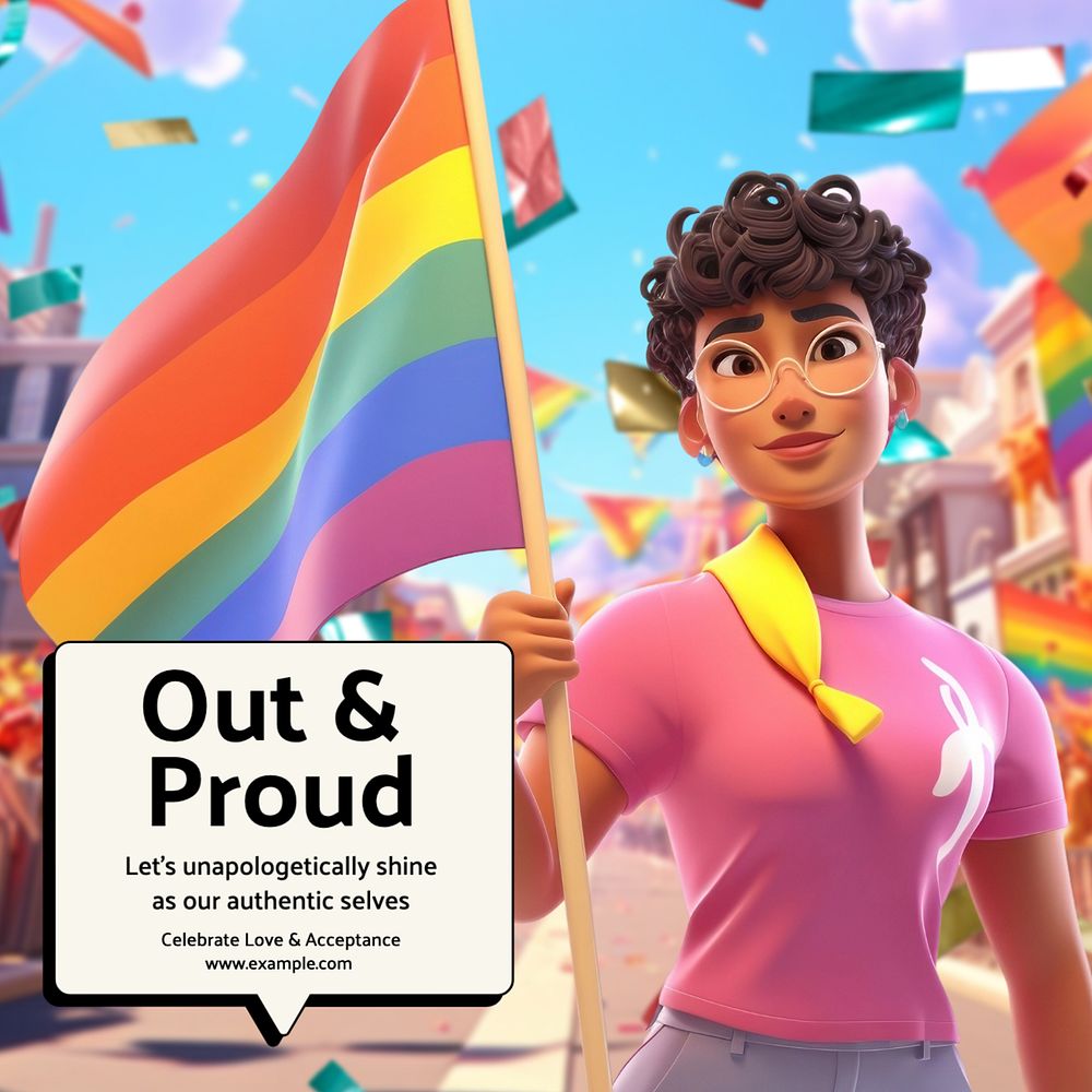 Out and proud Instagram post template, editable text