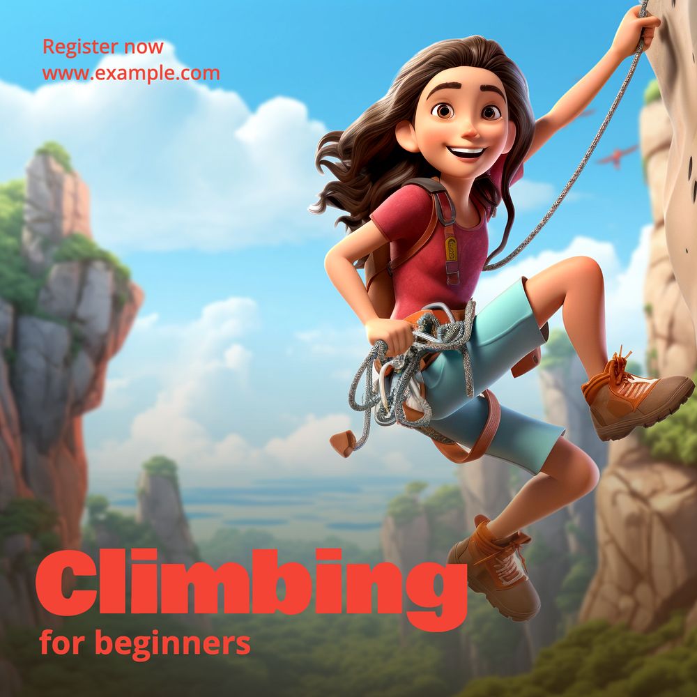 Climbing for beginners Instagram post template, editable text