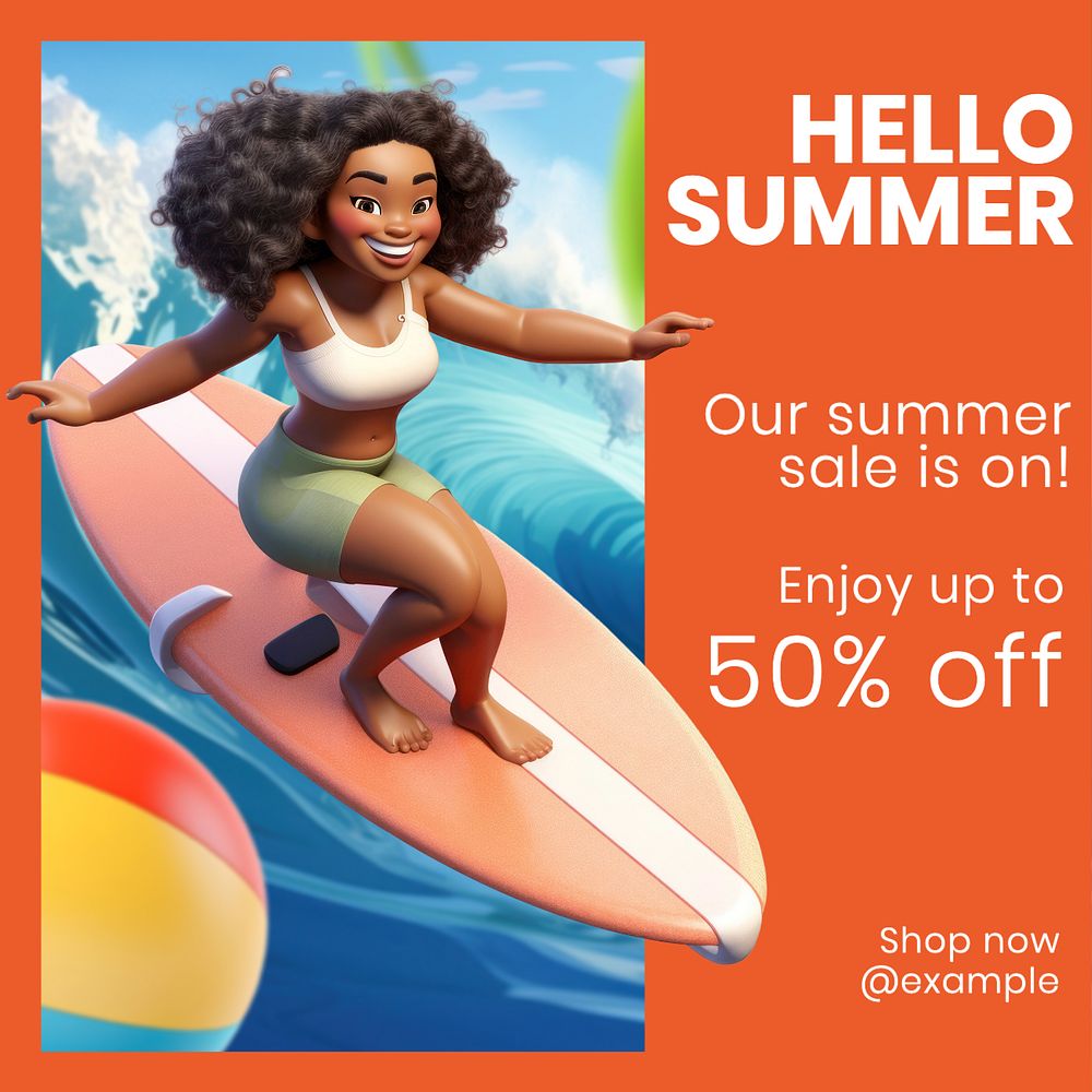 Summer sale Instagram post template, editable text