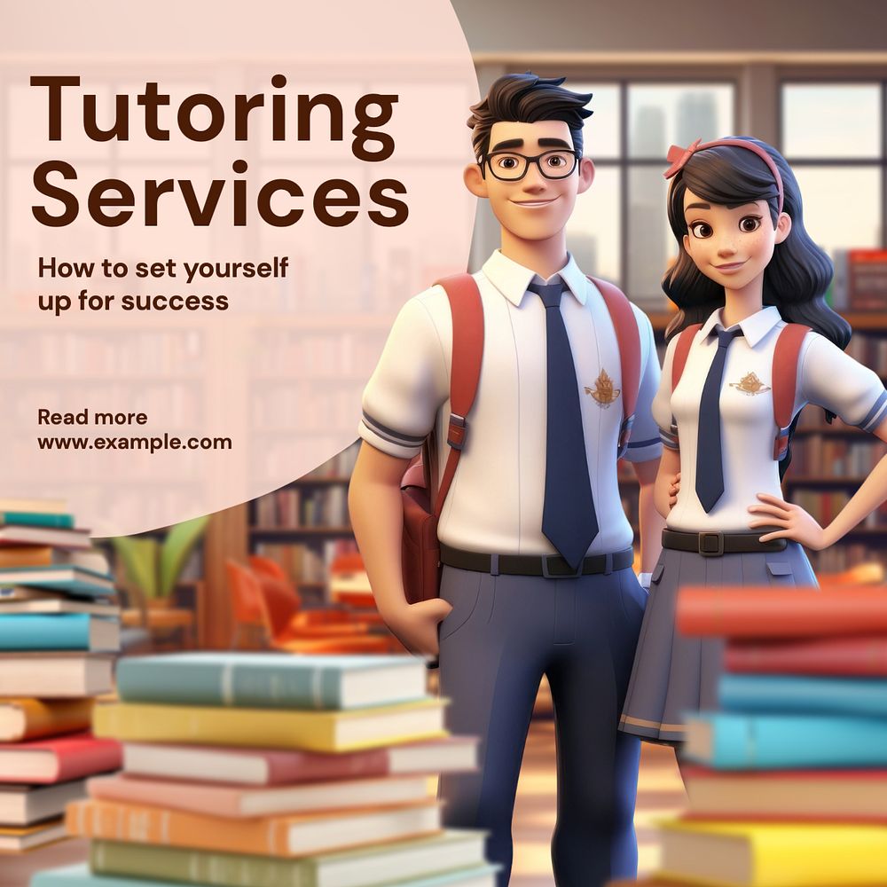 Tutoring services Instagram post template, editable text