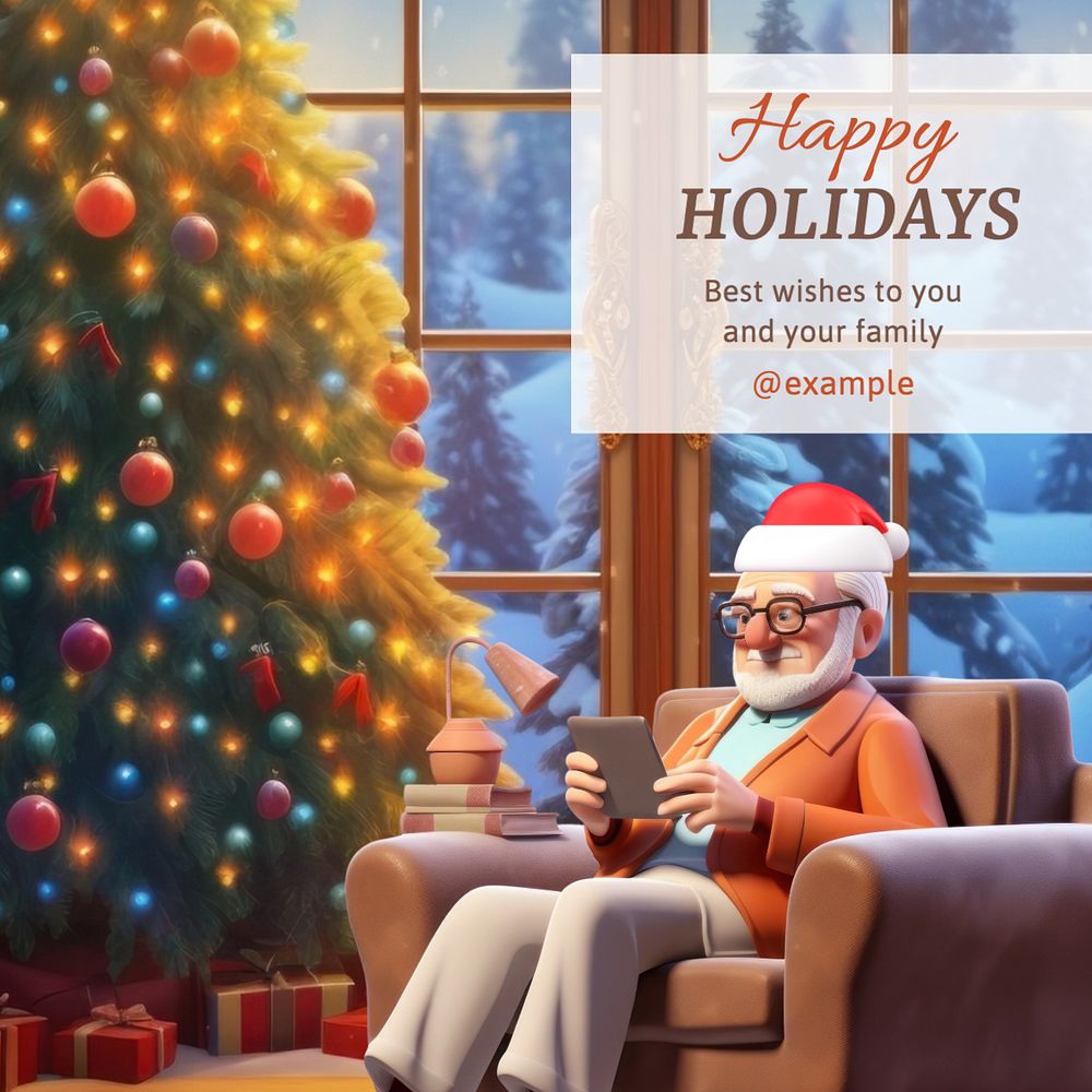 Happy holidays Instagram post template, editable text