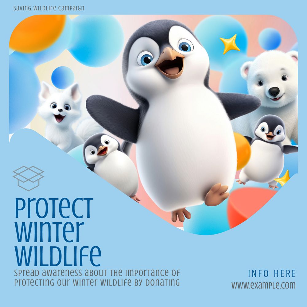 Protect winter wildlife Instagram post template, editable text