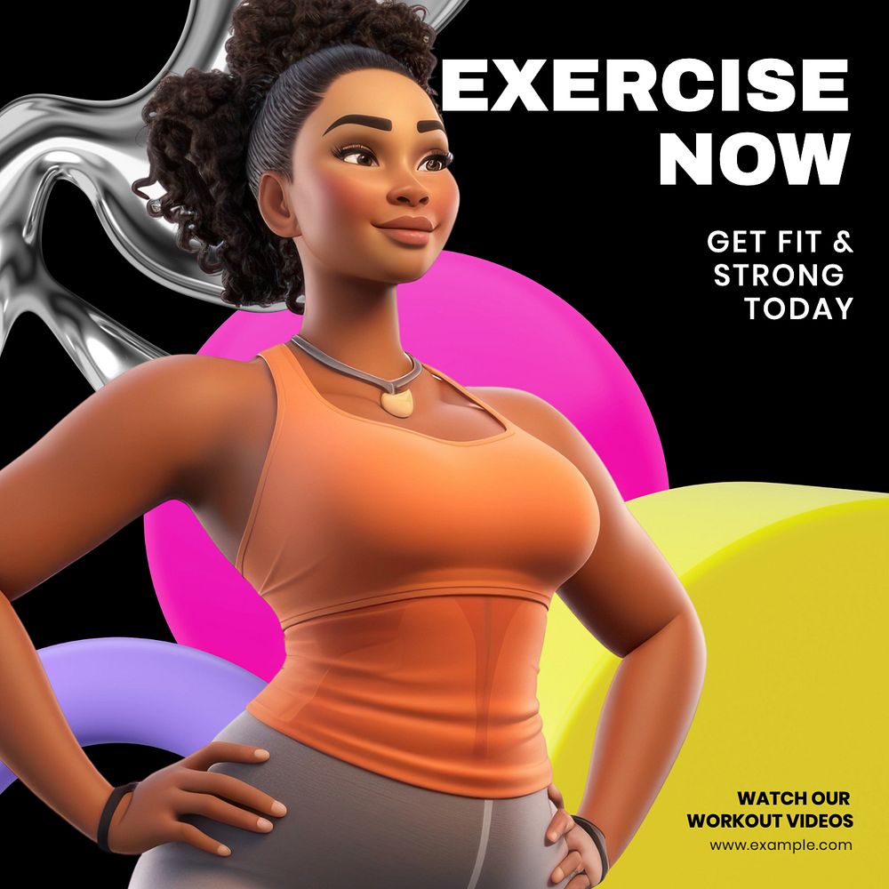 Exercise now Instagram post template, editable text