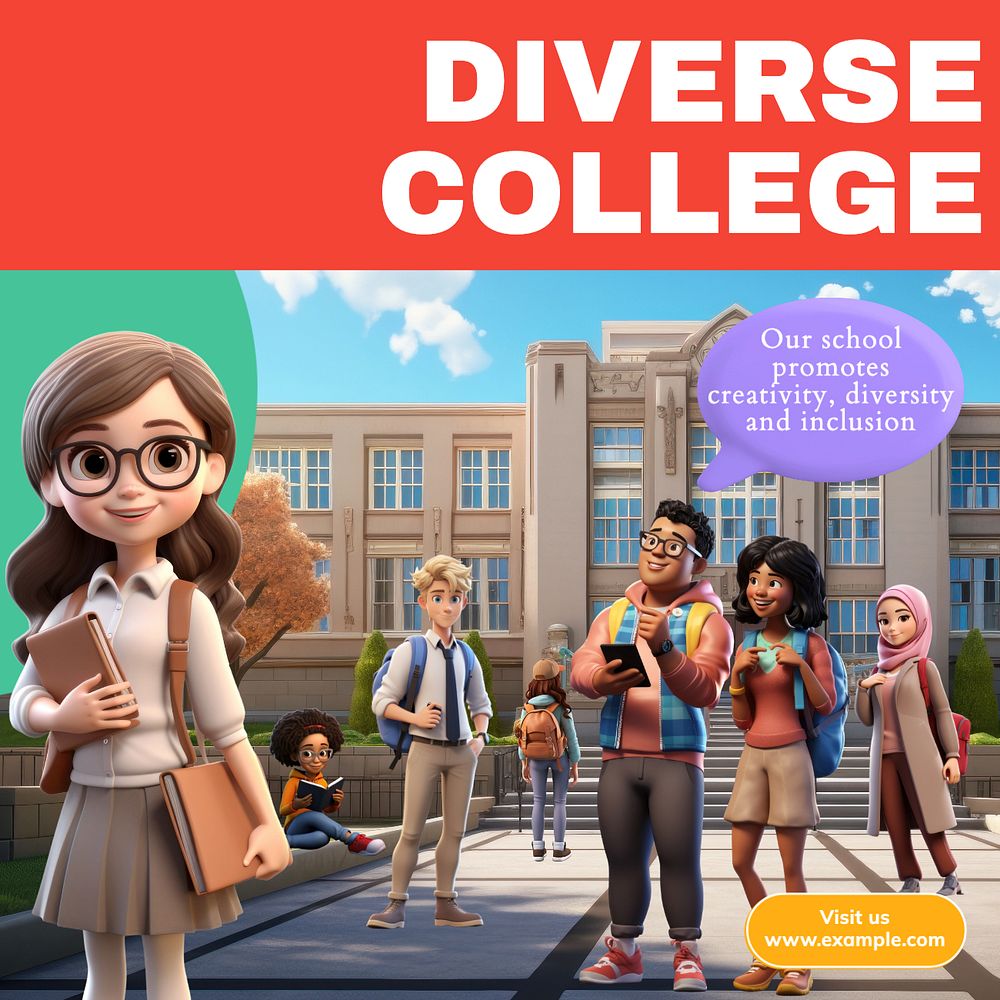 Diverse college Instagram post template, editable text