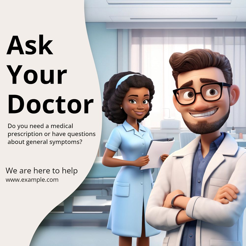 Online doctor Instagram post template, editable text