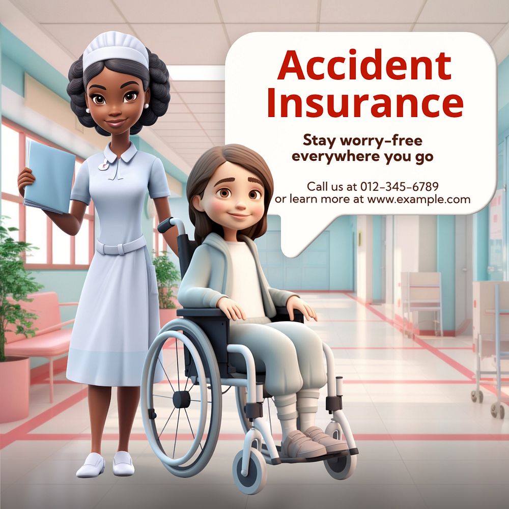 Accident insurance Instagram post template, editable text