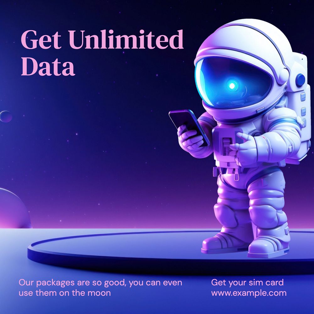 Get unlimited data Instagram post template, editable text