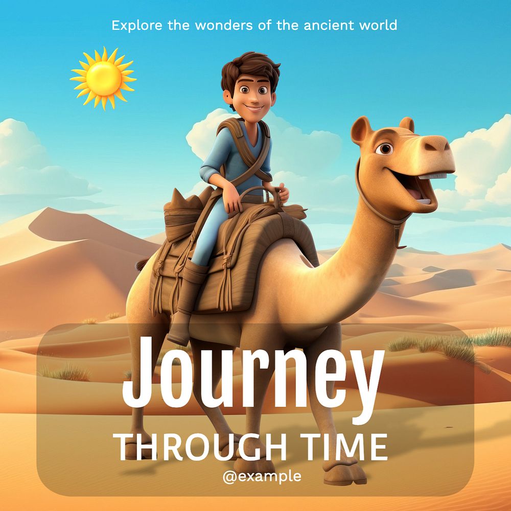 Journey through time Instagram post template, editable text