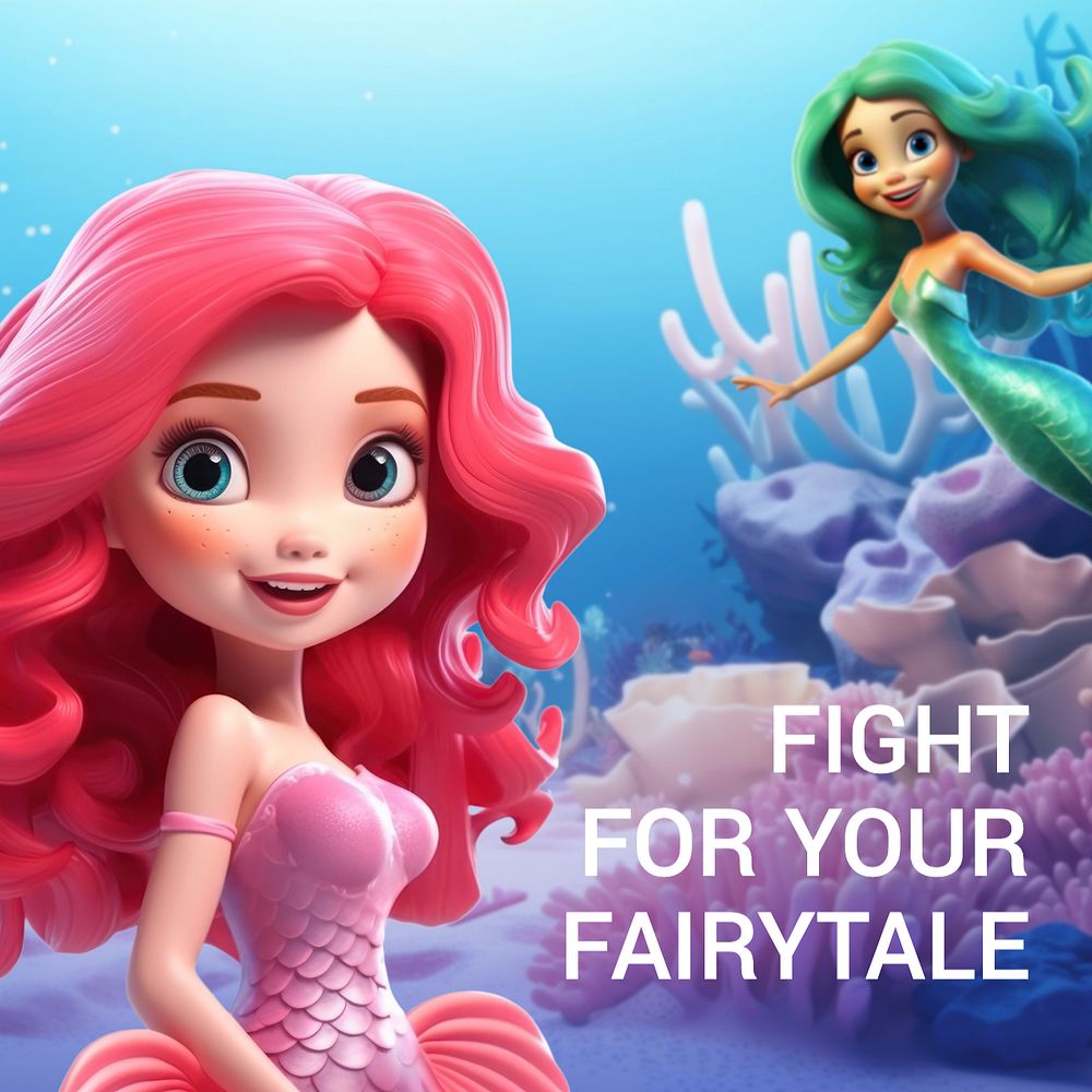 Fight for fairytale Instagram post template, editable text