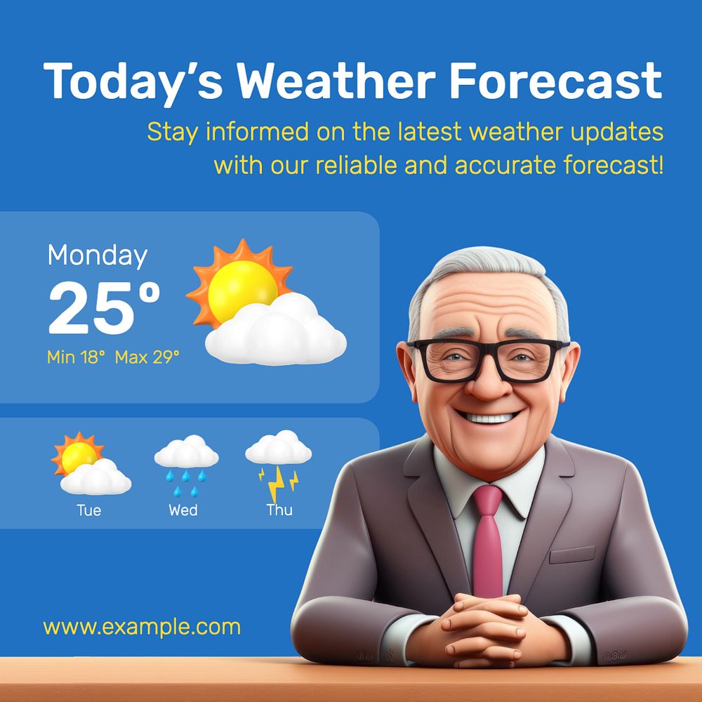 Weather forecast Instagram post template, editable text