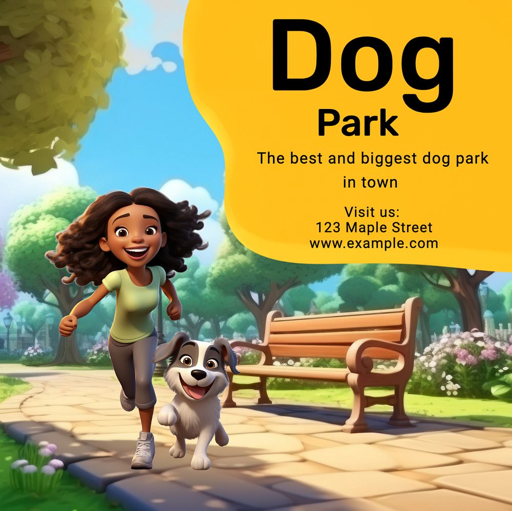 Dog park Instagram post template, editable text