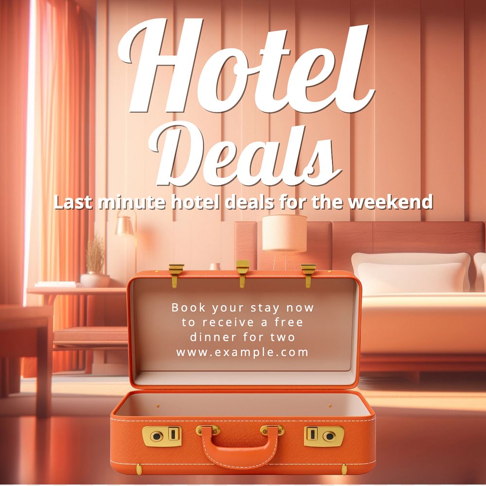 Hotel deal Instagram post template, editable text