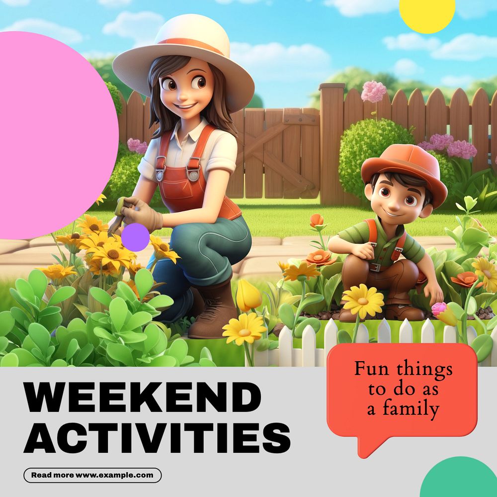 Family activities Instagram post template, editable text