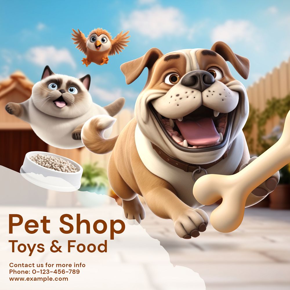 Pet shop Instagram post template, editable text