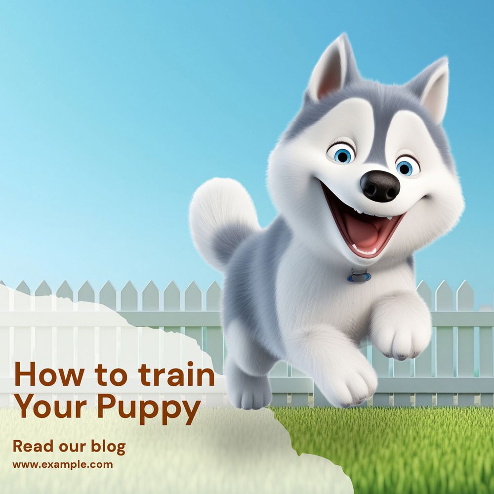 Puppy training Instagram post template, editable text