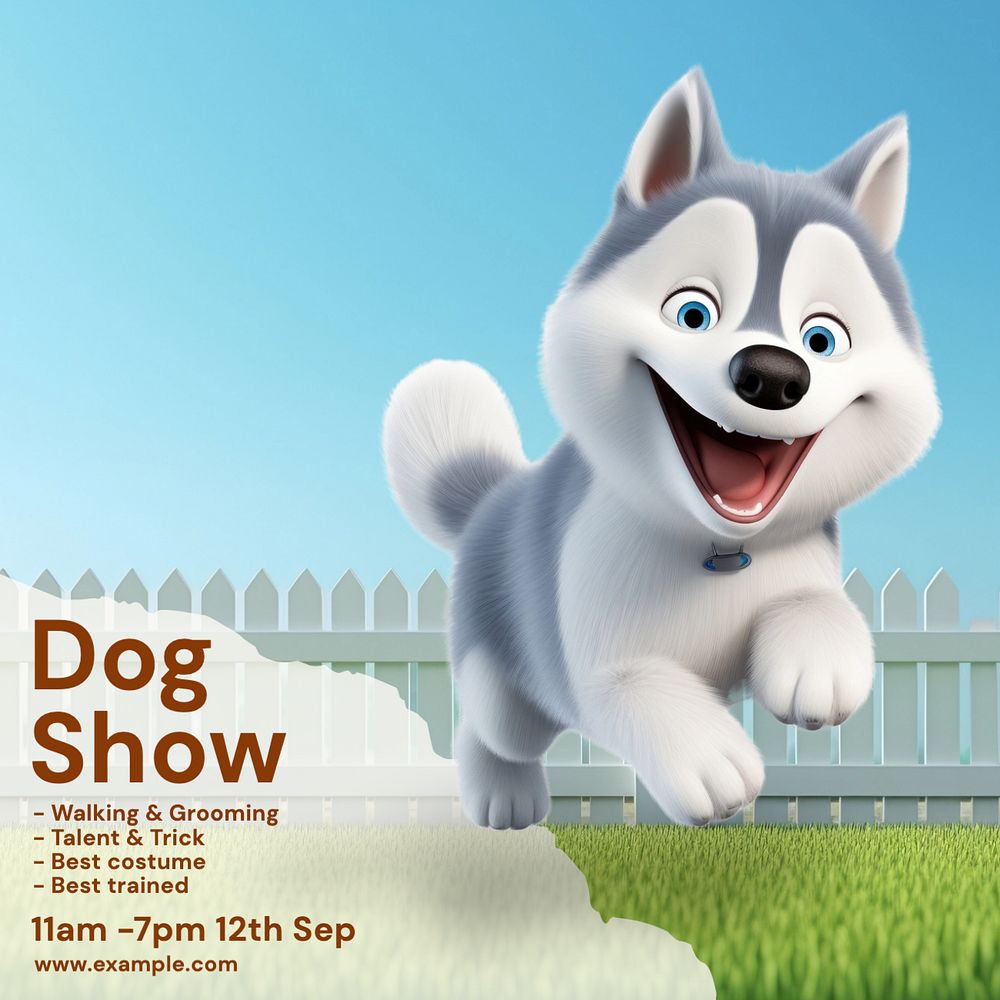 Dog show Instagram post template, editable text