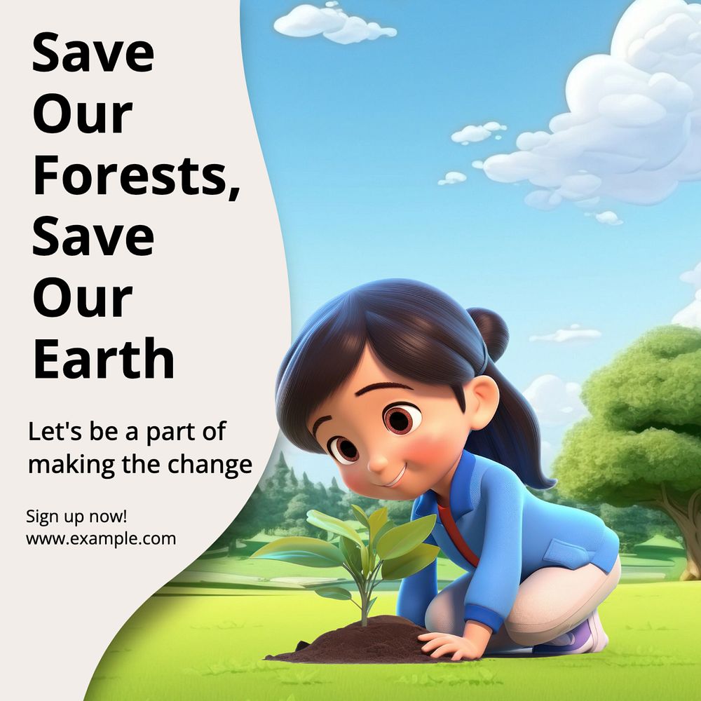 Save Earth Instagram post template, editable text