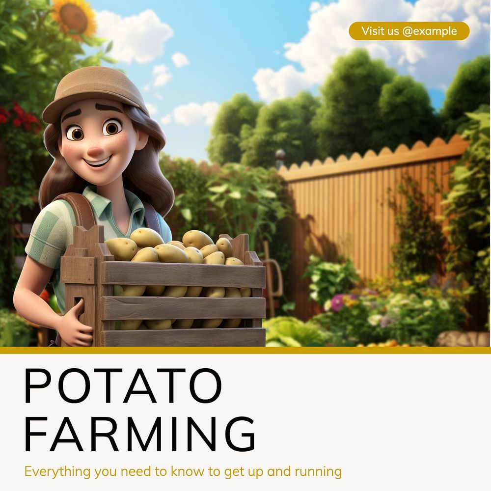 Potato farming Instagram post template, editable text